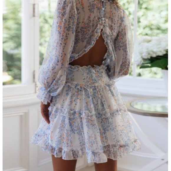 Floral Ruffle Dress with Open Back - Picture 3 of 3